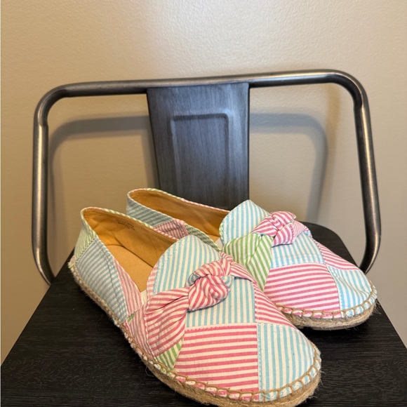 Talbots Pastel Striped Espadrilles with Bow Sz 7.5 - Picture 14 of 14